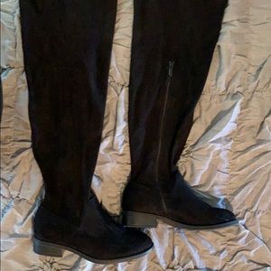 Torrid Black Over Knee Suede Flat Boots
